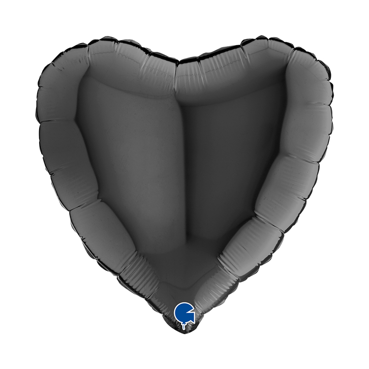 Herzballon Metallic Schwarz / Folie / 45cm