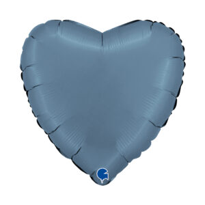 Herzballon Satin Jeans-Blau / Folie / 45cm