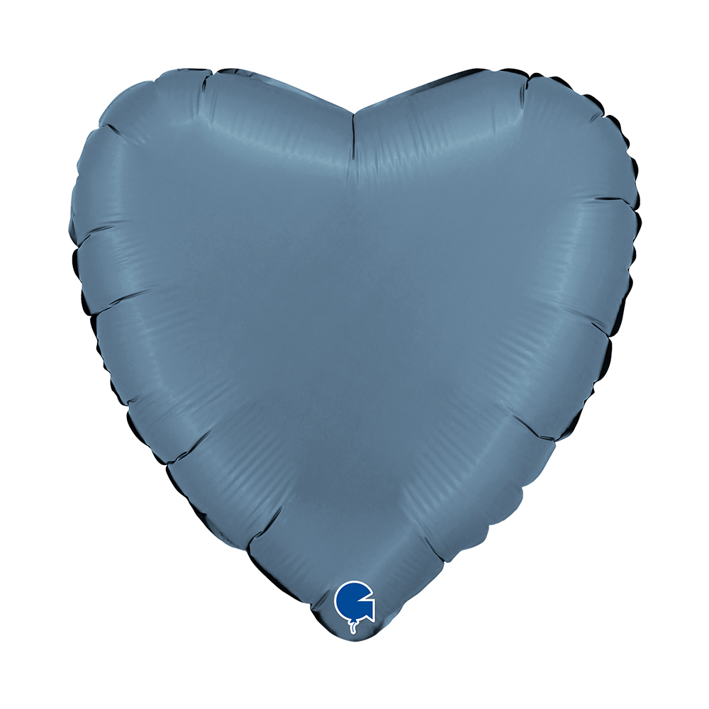 Herzballon Satin Jeans-Blau / Folie / 45cm