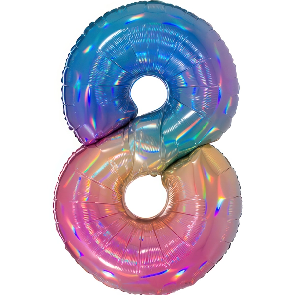 Folienballon zahl 8 holografisch Regenbogen