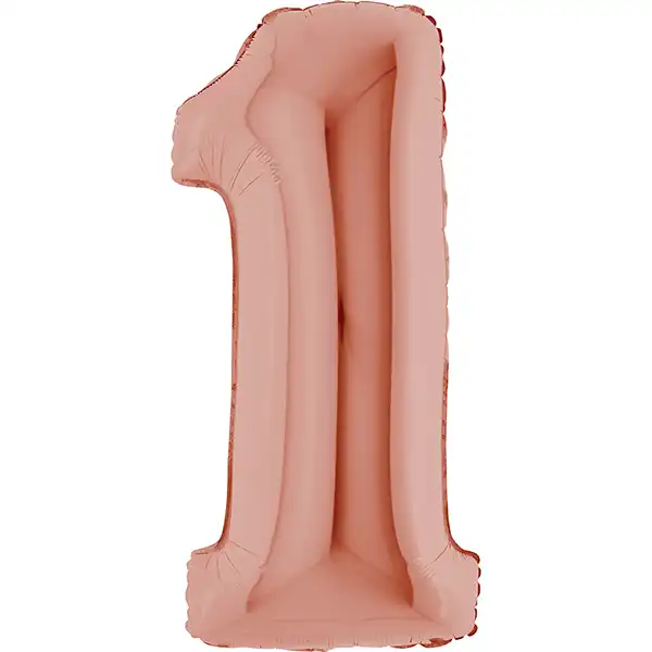 Zahl 0 - 9, Roséold, EINZELN wählbar, Folienballon H102cm