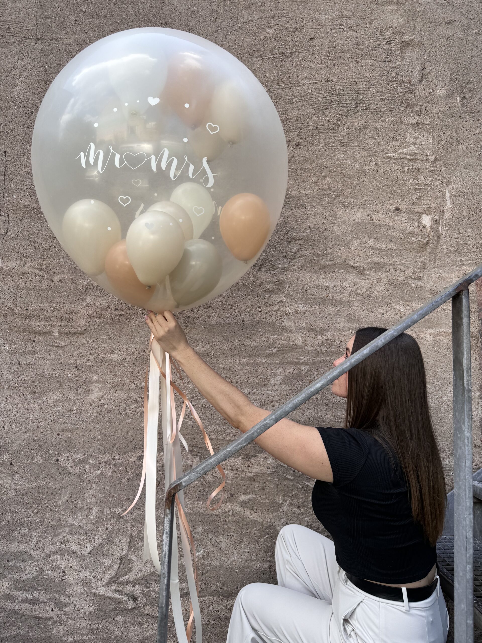 Standesamt Ballon Himmelsherzen / Befüllter Latex - Ballon / circa 90cm – Bild 3