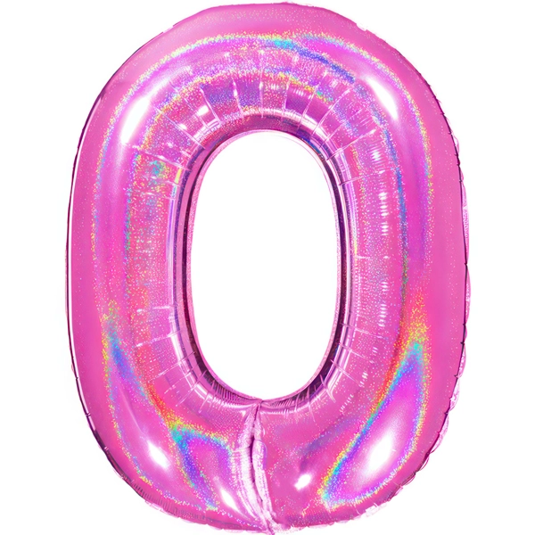 Folienballon zahl 0 holografisch pink