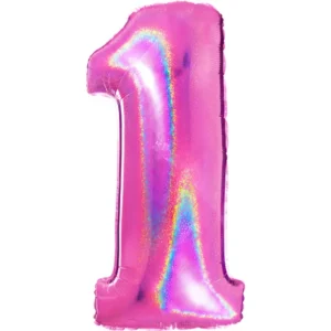 Folienballon zahl 1 holografisch pink