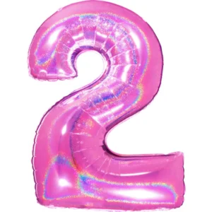 Folienballon zahl 2 holografisch pink