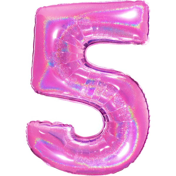 Folienballon zahl 5 holografisch pink
