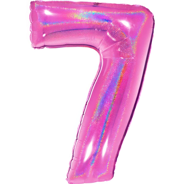 Folienballon zahl 7 holografisch pink