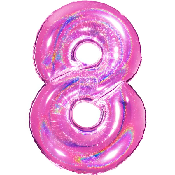 Folienballon zahl 8 holografisch pink