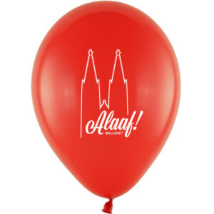 Latexballon 28 cm Rot mit Kölner Dom Motiv und Alaaf Schriftzug – Karnevalsdeko