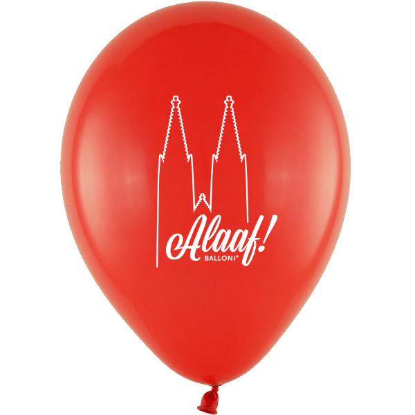 Latexballon 28 cm Rot mit Kölner Dom Motiv und Alaaf Schriftzug – Karnevalsdeko