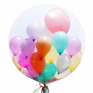 "BIG BANG"/ Befüllter transparenter Latex - Ballon / circa 90cm / Farben WÄHLBAR