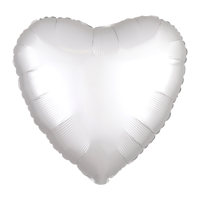 Herzballon Satin Polarweiss / Folie / 45cm