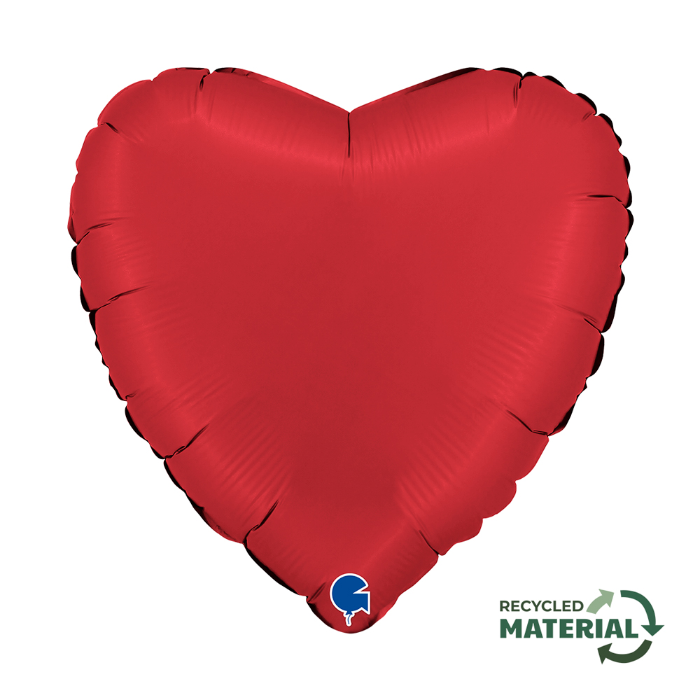Herzballon Satin Rot / Folie / 45cm