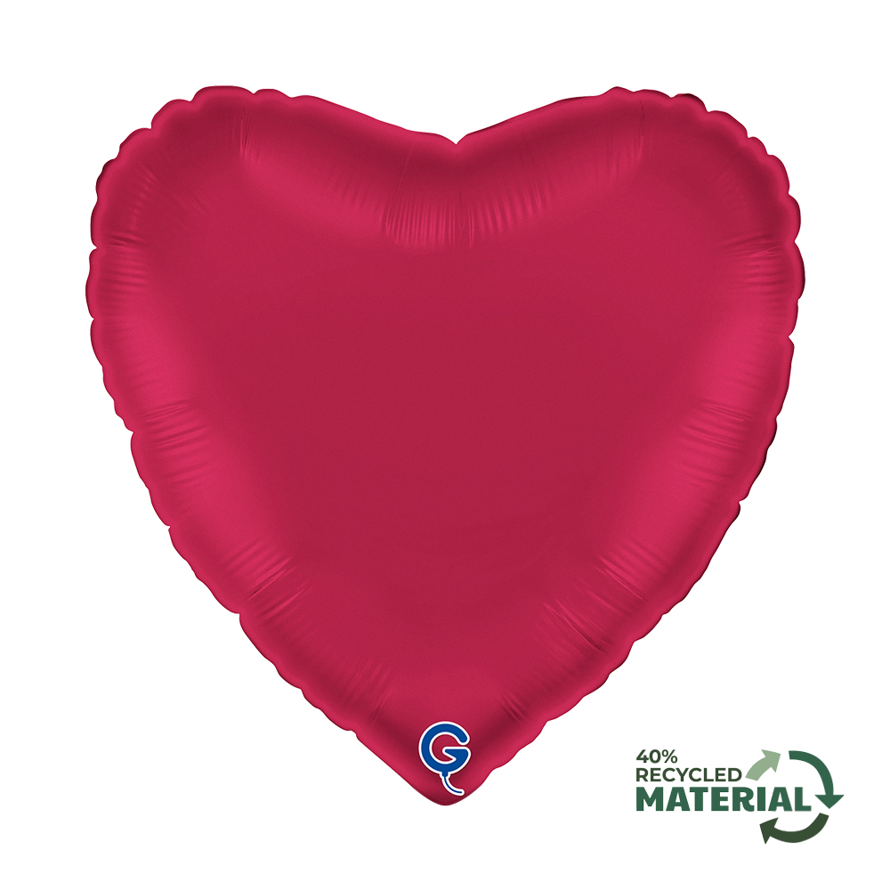 Herzballon Satin Cherry / Folie / 45cm