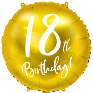 18th bis 90th Birthday, Folienballon, rund, gold mit weißer Schrift, 45cm
