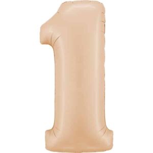 Zahl 0 - 9, Satin Nude, EINZELN wählbar, Folienballon H102cm