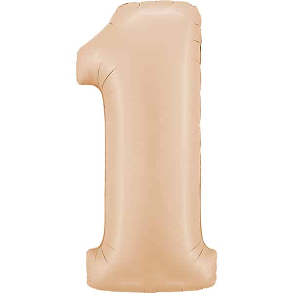 Zahl 0 - 9, Satin Nude, EINZELN wählbar, Folienballon H102cm