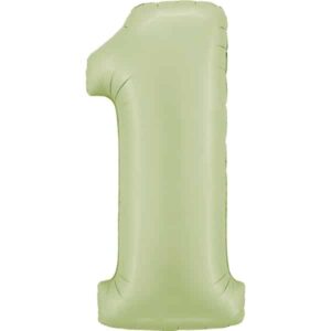 Zahl 0 - 9, Satin Olivgrün, EINZELN wählbar, Folienballon H102cm