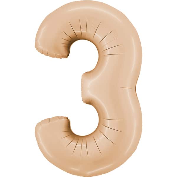 Zahl 0 - 9, Satin Nude, EINZELN wählbar, Folienballon H102cm – Bild 3