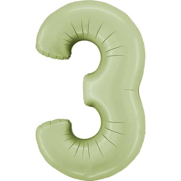 Zahl 0 - 9, Satin Olivgrün, EINZELN wählbar, Folienballon H102cm – Bild 3