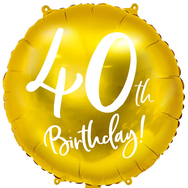 18th bis 90th Birthday, Folienballon, rund, gold mit weißer Schrift, 45cm – Bild 4
