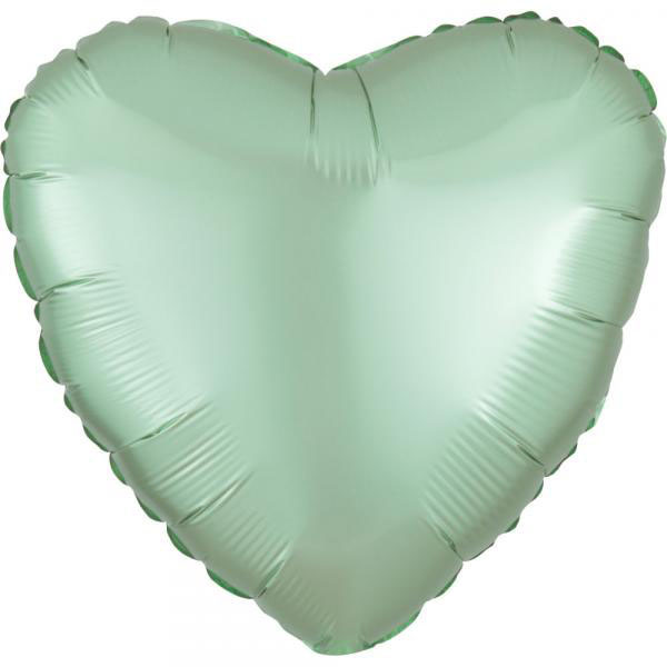 Herzballon Satin Mint / Folie / 45cm