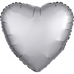 Herzballon Satin Silber / Folie / 45cm