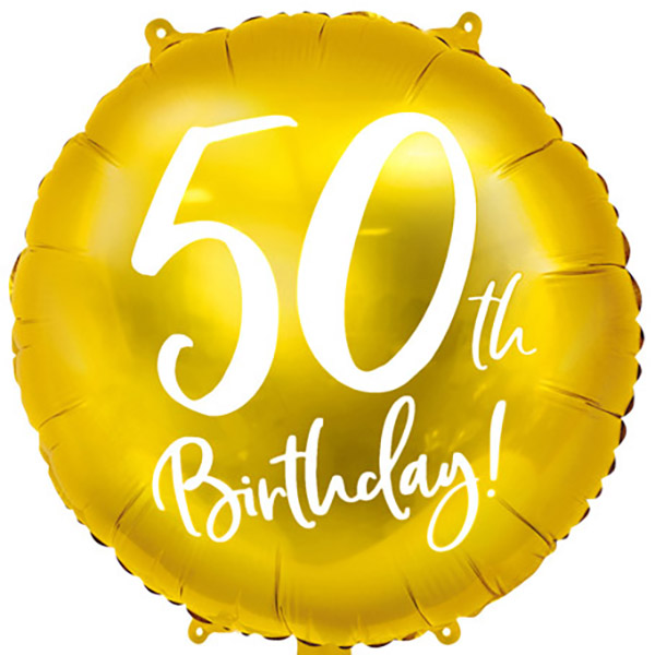 18th bis 90th Birthday, Folienballon, rund, gold mit weißer Schrift, 45cm – Bild 5