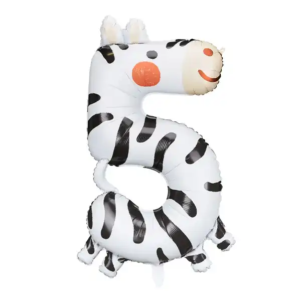 Zahl Ballon 5 Zebra 98 cm