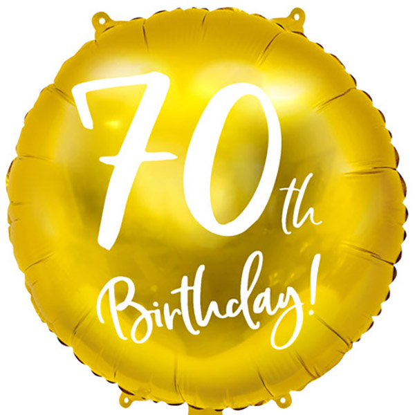 18th bis 90th Birthday, Folienballon, rund, gold mit weißer Schrift, 45cm – Bild 7