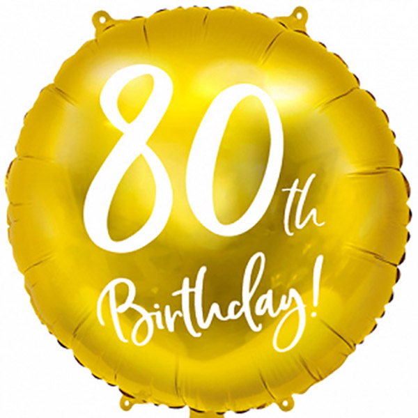 18th bis 90th Birthday, Folienballon, rund, gold mit weißer Schrift, 45cm – Bild 8