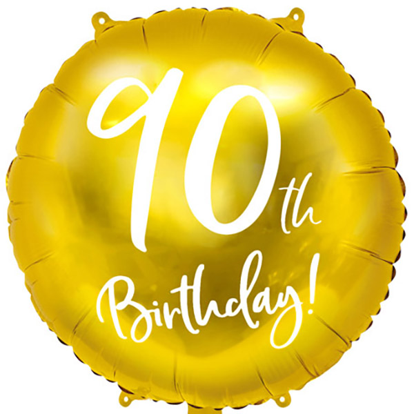 18th bis 90th Birthday, Folienballon, rund, gold mit weißer Schrift, 45cm – Bild 9