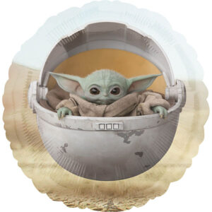 Baby Yoda-Grogu in Wiege, Folienballon, rund, 43cm