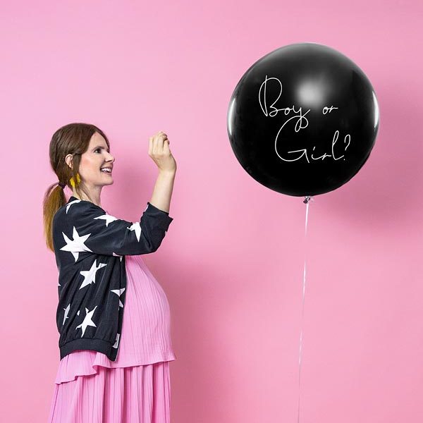 Gender Reveal Ballon, Girl, Latex 90cm, rosa Konfetti – Bild 3