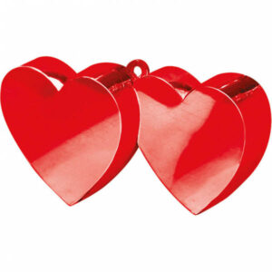 Ballongewicht Doppelherz, Plastik glänzend rot, 170g, 11 x 6 cm