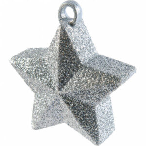 Ballongewicht Stern, Plastik glimmer silber, 170g, D 9 cm
