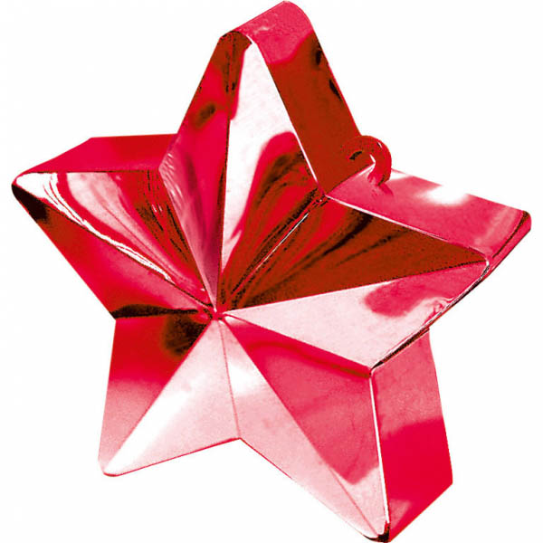 Ballongewicht Stern, Plastik glänzend rot, 150g, D 9 cm