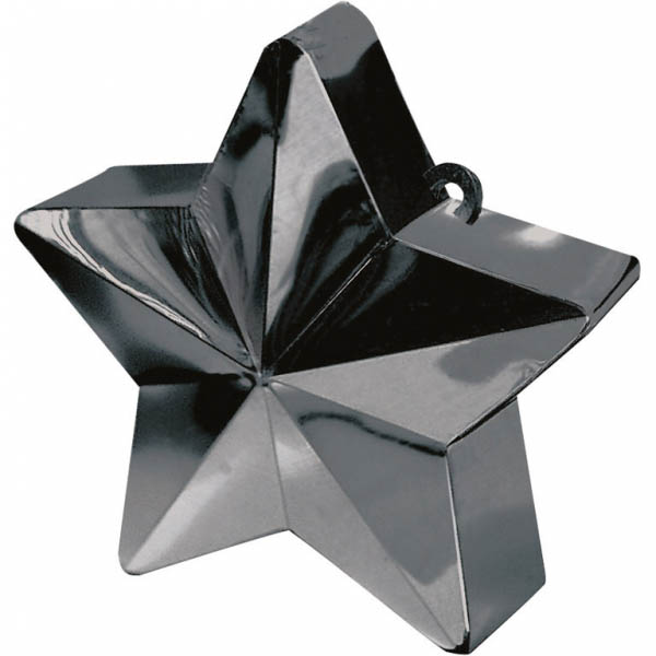 Ballongewicht Stern, Plastik glänzend schwarz, 150g, D 9 cm