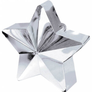Ballongewicht Stern, Plastik glänzend silber, 150g, D 9 cm