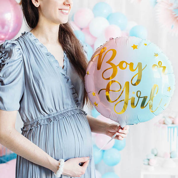 Boy or Girl, pastell und gold, Folienballon, rund 45cm – Bild 2