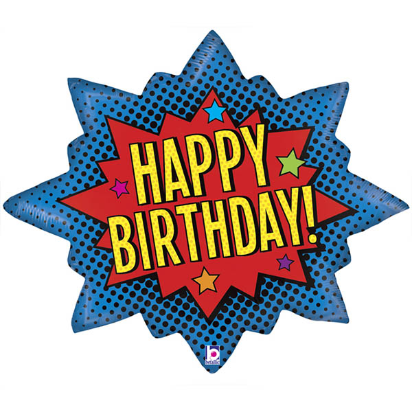 "Happy Birthday" Comic Stern, Folienballon, 81 cm