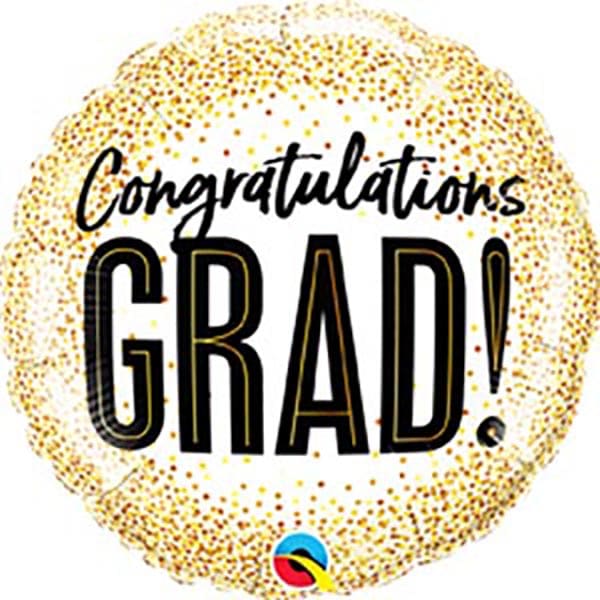 CONGRATS GRAD, Konfettiprint, Folienballon rund 45cm