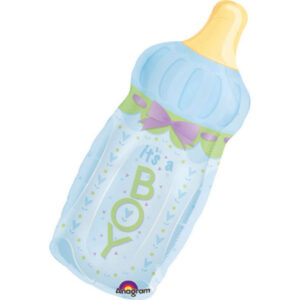 Flasche mit Schleife, Blau, H79cm