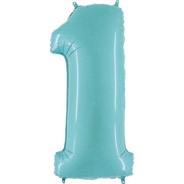 Zahl 0 - 9, Hellblau, EINZELN wählbar, Folienballon H102cm