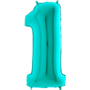 Zahl 0 - 9, Türkis, EINZELN wählbar, Folienballon H102cm