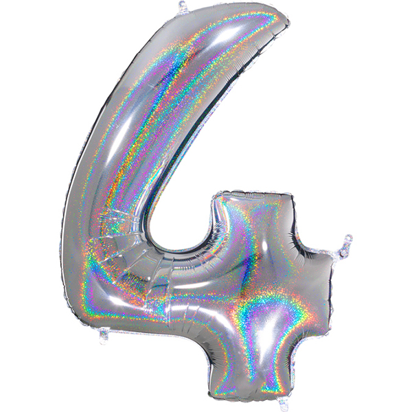 Zahl 0 - 9, Holografisch Silber, EINZELN wählbar, Folienballon H102cm – Bild 4