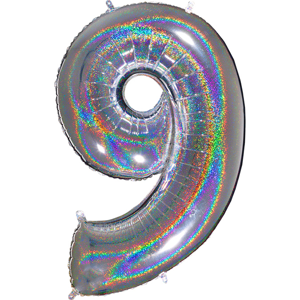 Zahl 0 - 9, Holografisch Silber, EINZELN wählbar, Folienballon H102cm – Bild 9