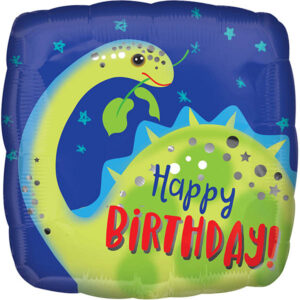 Happy Birthday Dino quadratischer Folienballon 45cm
