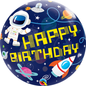 Happy Birthday, Galaxy, Bubble, Folienballon, 45cm