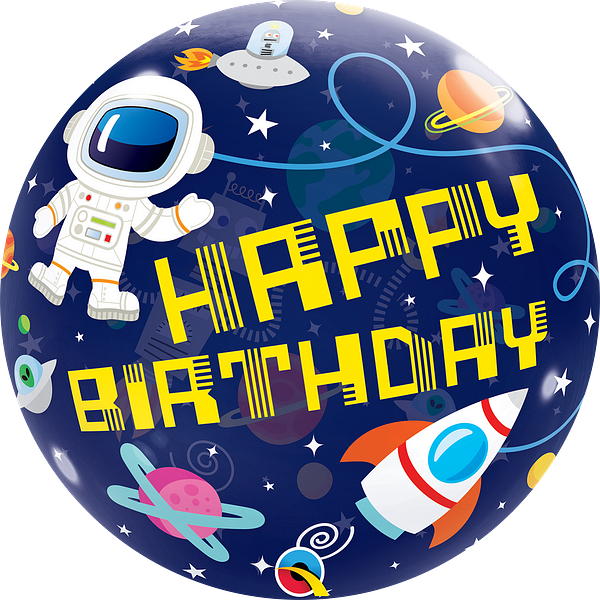Happy Birthday, Galaxy, Bubble, Folienballon, 45cm